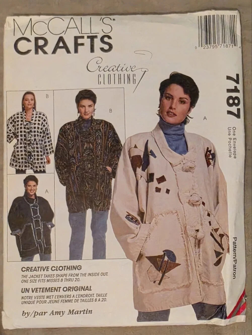 Sewing Pattern Simplicity Patchwork Jean Jacket with Appliqué Beige Size 8 - 20
